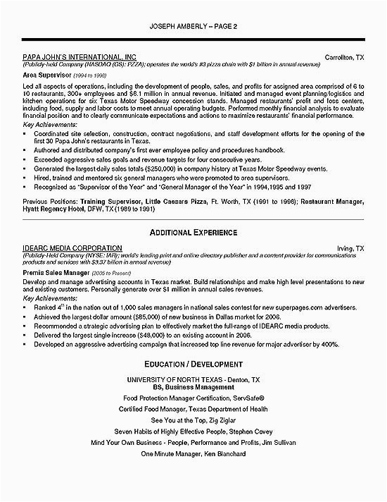 Sample Resume with Achievements Business Operations Operations Manager Resume Example