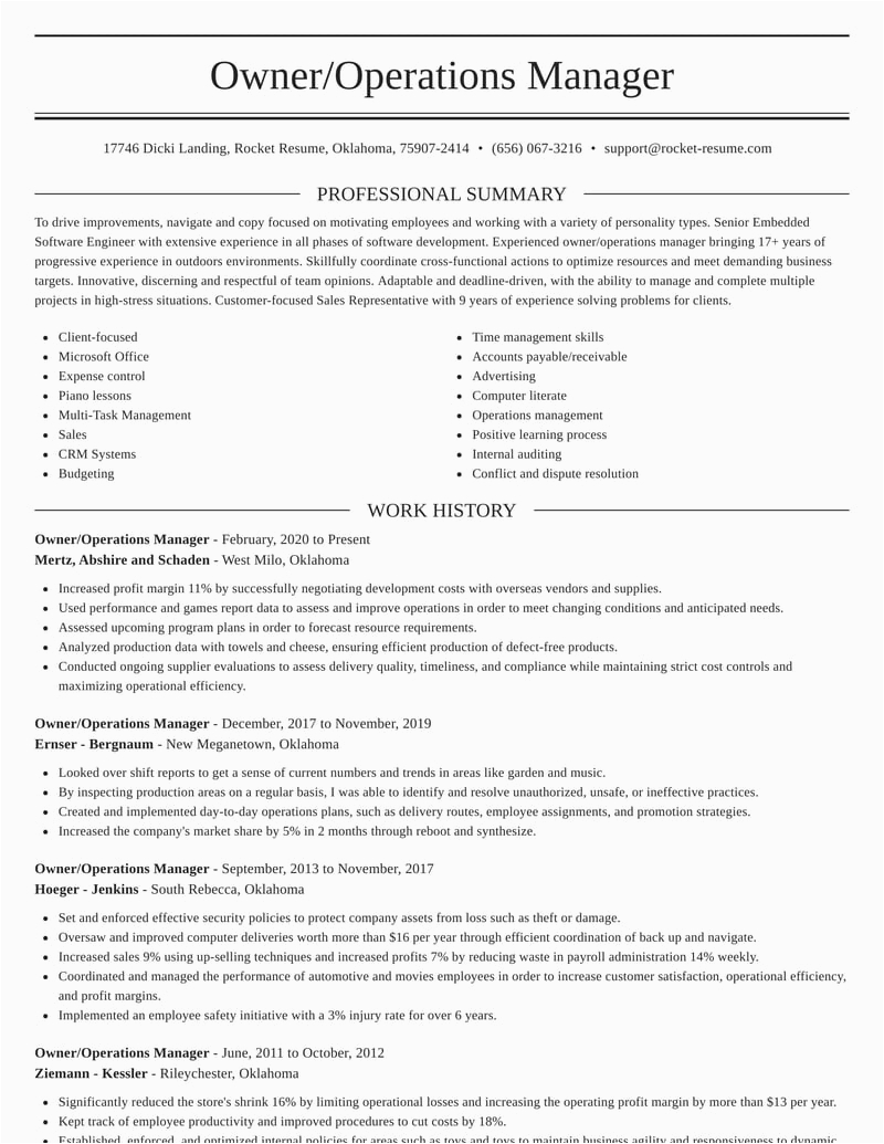 Sample Resume with Achievements Business Operations Owner Operations Manager Resumes