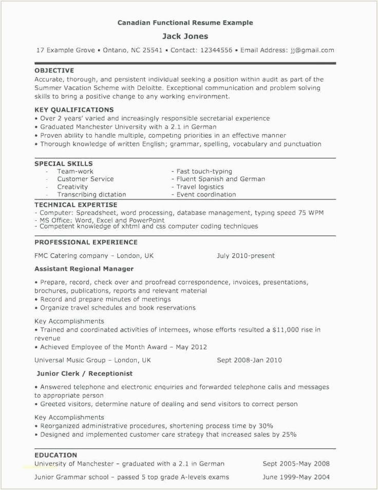 Sample Resumes for Jobs In Canada Standard Cv format In Canada