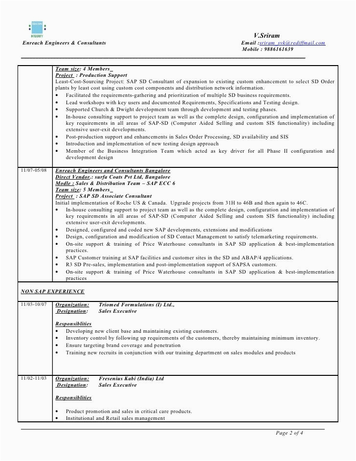 Sap Sd associate Consultant Resume Sample Sap Sd Resume with Sanjran Web Fc2