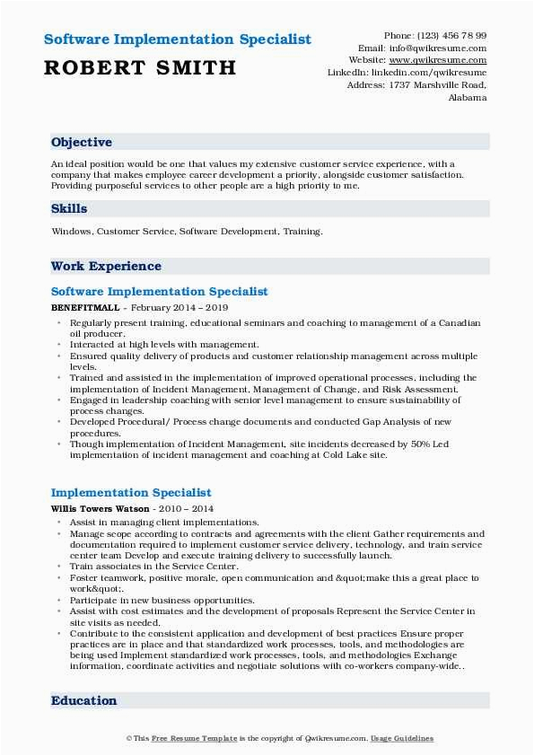 Technical software and Implementation Specialist Sample Resume Implementation Specialist Resume Samples