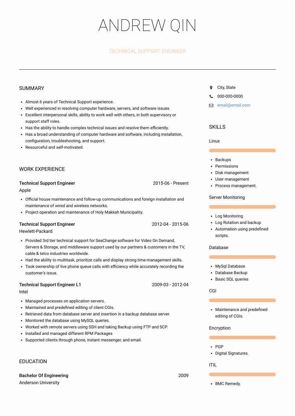 Technical Support Resume Sample for Fresher Technical Support Fresher Resume format Best Resume Examples