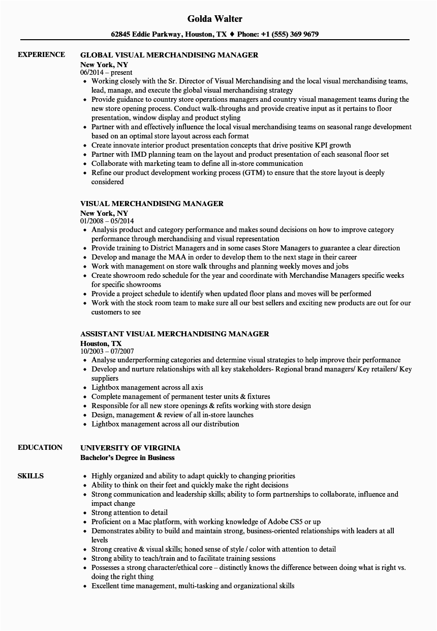 Visual Merchandiser Resume Sample Velvet Jobsvelvet Jobs Resume for Visual Merchandiser