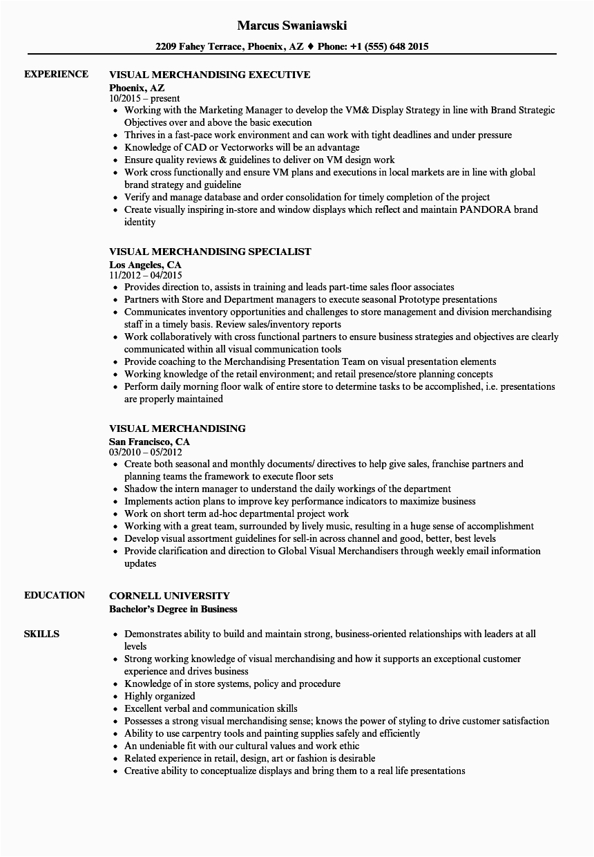 Visual Merchandiser Resume Sample Velvet Jobsvelvet Jobs Resume Visual Merchandiser