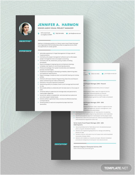 Visual Resume Sample for Project Manager Senior Audio Visual Project Manager Resume Template Word Apple Pages