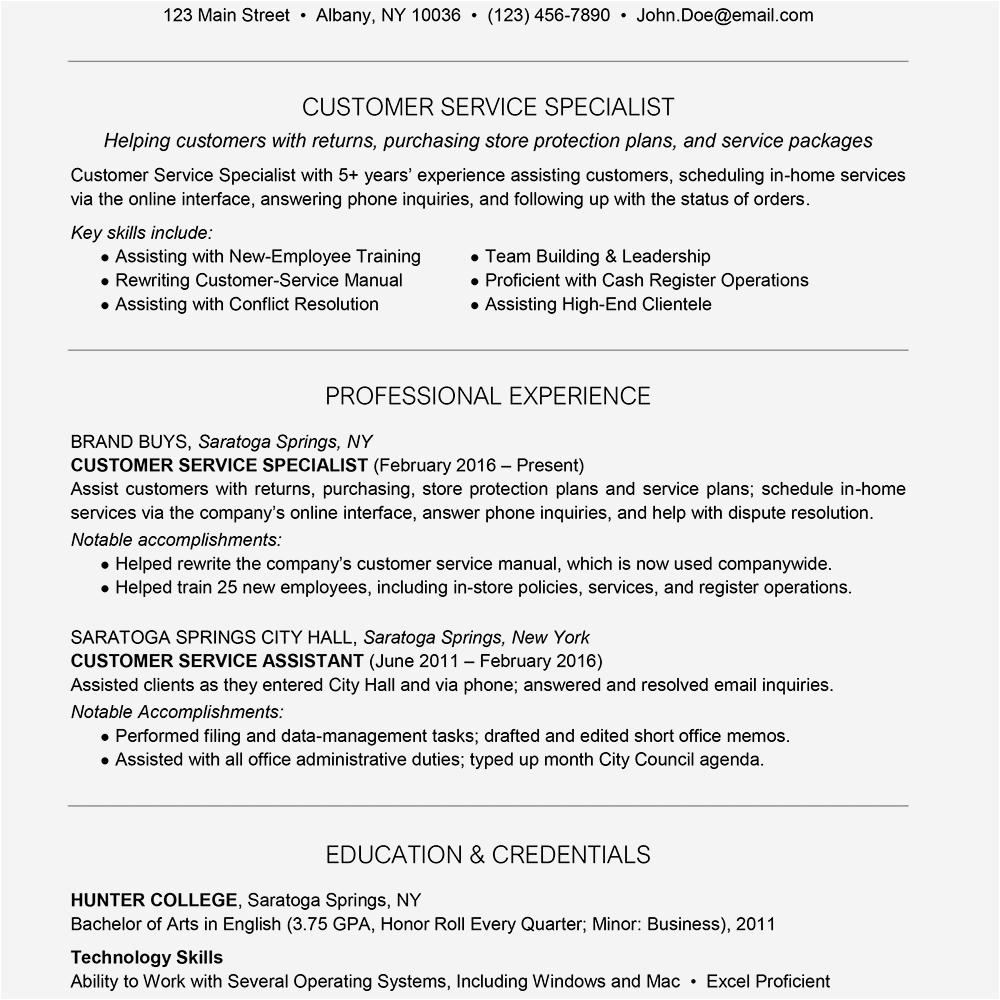 Work Experience Resume Sample Customer Service Customer Service Resume Examples and Writing Tips