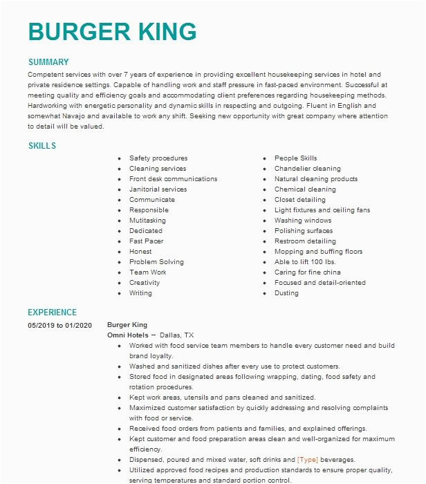 Burger King assistant Manager Resume Sample Burger King Cashier Resume Example Pany Name Palm Coast Florida