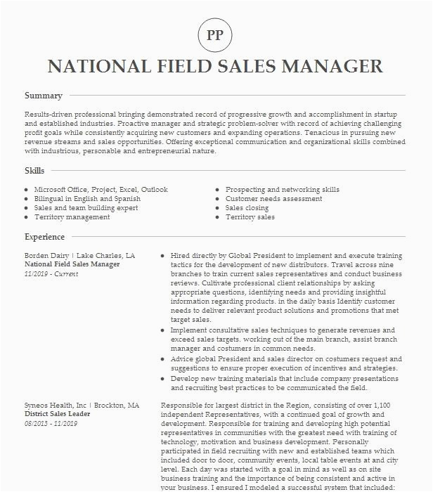 Dealer and Field System Management Resume Sample Field Sales Manager Resume Example Coordinated Business Systems