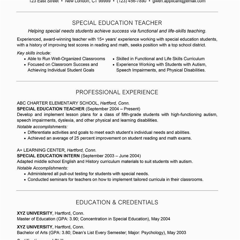 Elementary Special Education Teacher Resume Sample Special Education Teacher Resume Examples Beautiful Sample Profile for