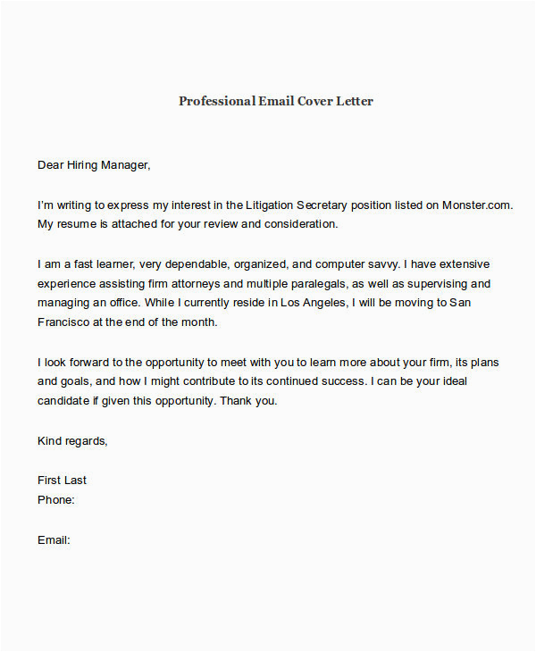 Email Cover Letter and Resume Sample Cover Letters for Resumes Email February 2021