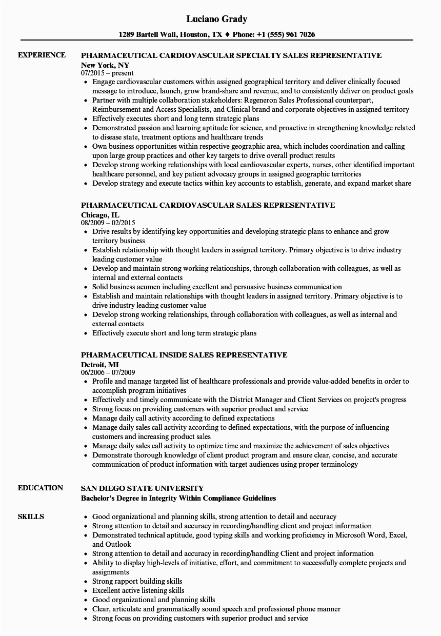 Entry Level Pharmaceutical Sales Rep Resume Sample Pharmaceutical Sales Resume Examples Free Resume Templates