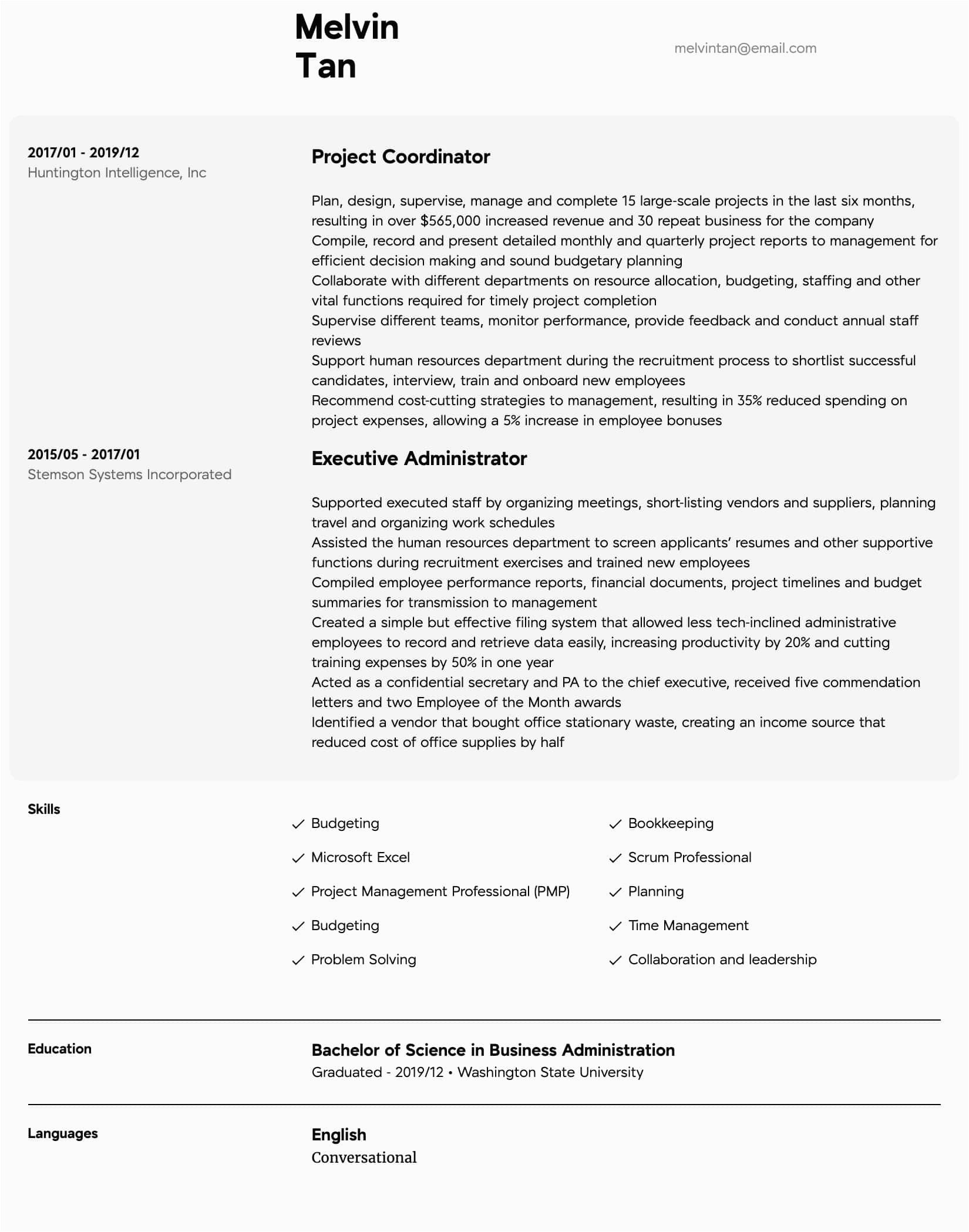 Entry Level Project Coordinator Resume Sample Project Coordinator Resume Samples
