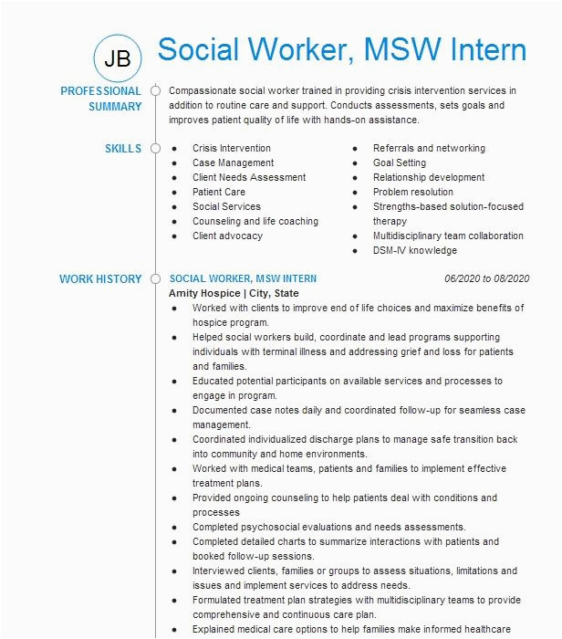 Field Placement Resume Sample social Work Msw social Work Field Placement Resume Example Munity Counseling