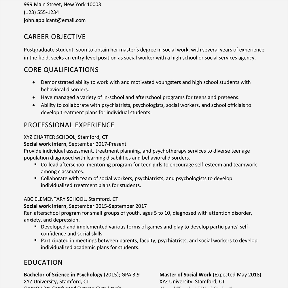 Field Placement Resume Sample social Work social Worker Resume and Cover Letter Sample