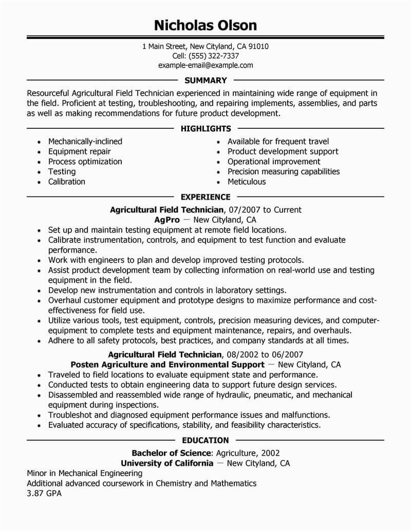 Field Service Technician Mechanic Sample Resume Sample Resume Mechanic Best Service Technician Resume Example From