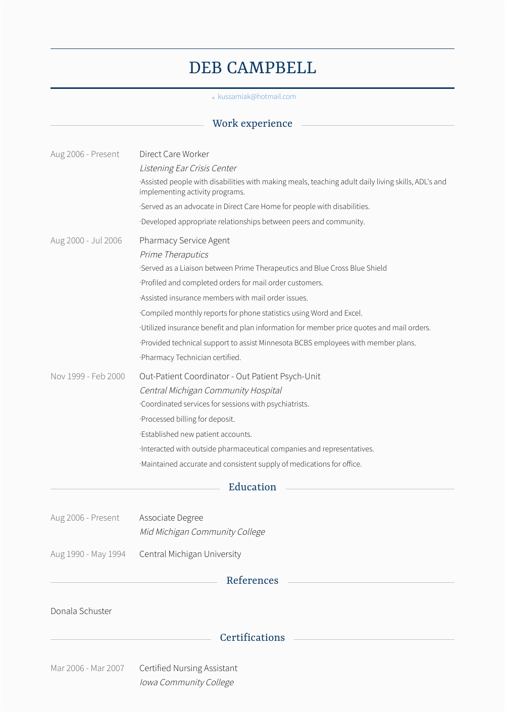 Free Sample Of Direct Care Worker Resume Direct Care Worker Resume Samples and Templates