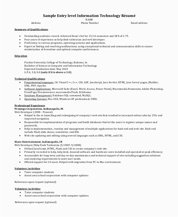 Free Sample Of Entry Level Resumes Free 9 Sample Entry Level Resume Templates In Ms Word