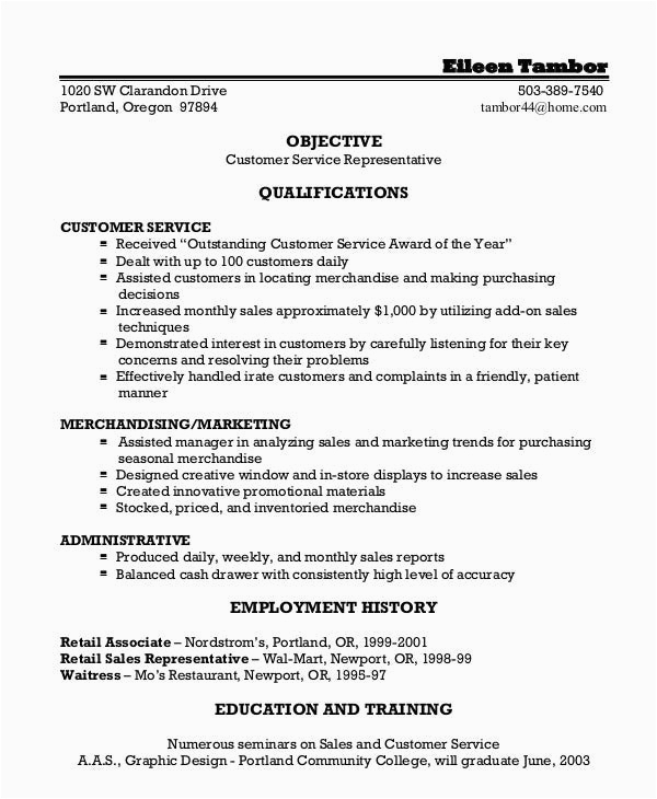 Free Sample Resume for Customer Service Representative Customer Service Representative Resume 9 Free Sample Example