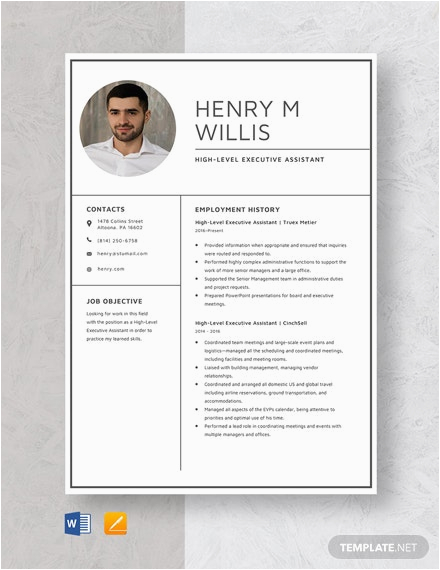 High Level Executive assistant Resume Sample High Level Executive assistant Resume Template Word Apple Pages