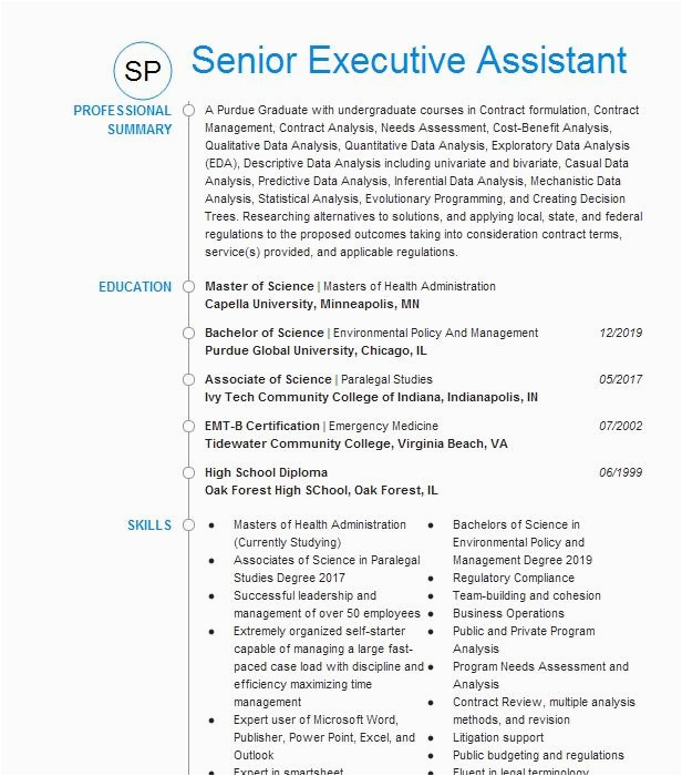 High Level Executive assistant Resume Sample Senior C Level Executive assistant Resume Example Hca Las Colinas