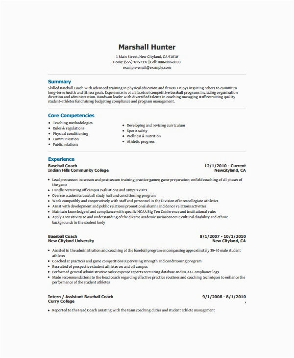 High School Baseball Coach Resume Samples Coach Resume Template 8 Free Word Pdf Document Downloads