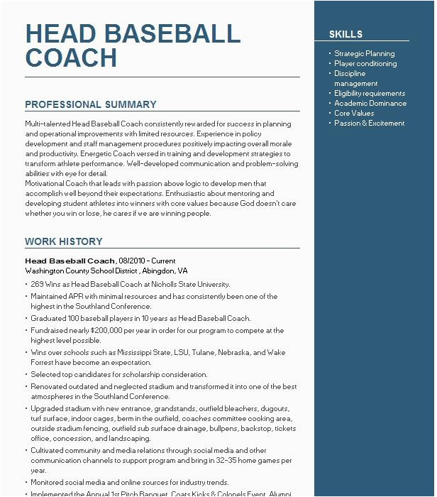 High School Baseball Coach Resume Samples Head Baseball Coach Resume Example East Rowan High School Statesville