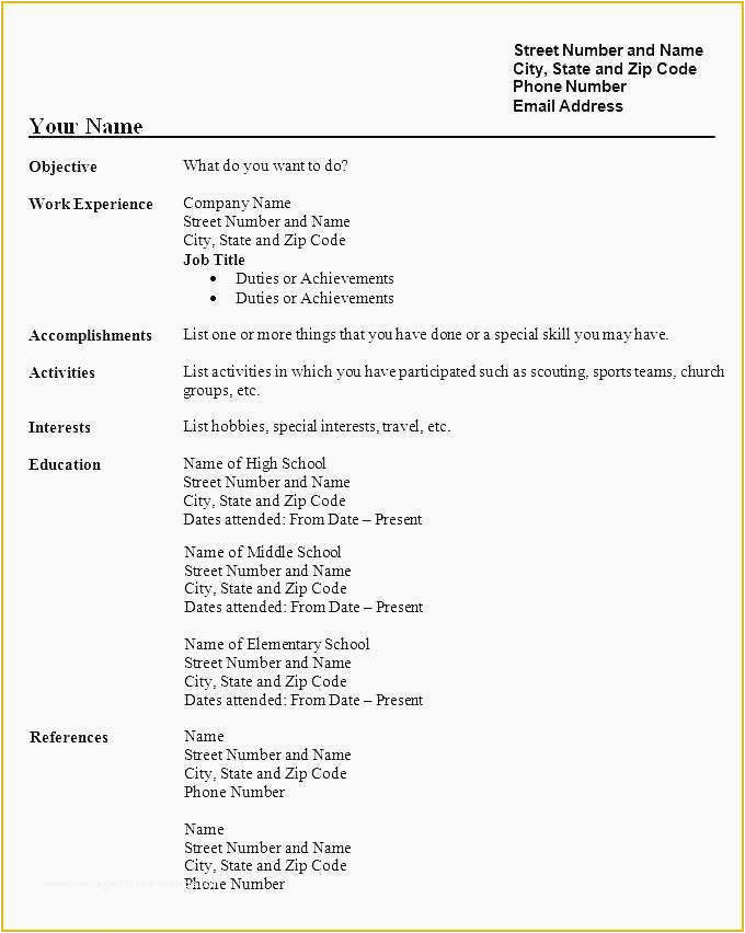 Objective for Resume Sample for First Job 55 First Job Resume Template Free