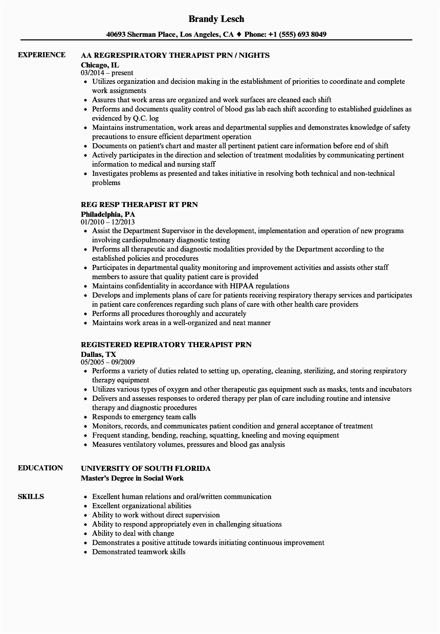 Prn Occupational therapy assistant Resume Sample Prn therapist Resume Samples