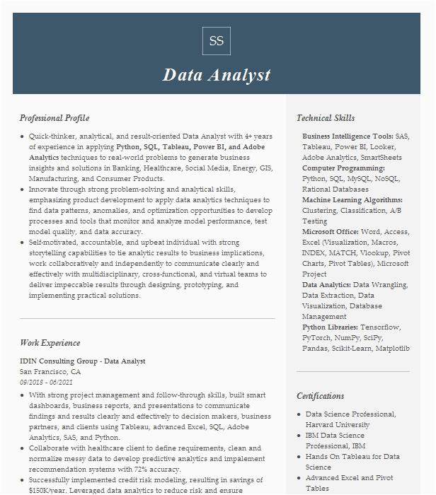 Resume for Data Scientist Visualization Sample Data Scientist Resume Example Keaki Technologies San Antonio Texas
