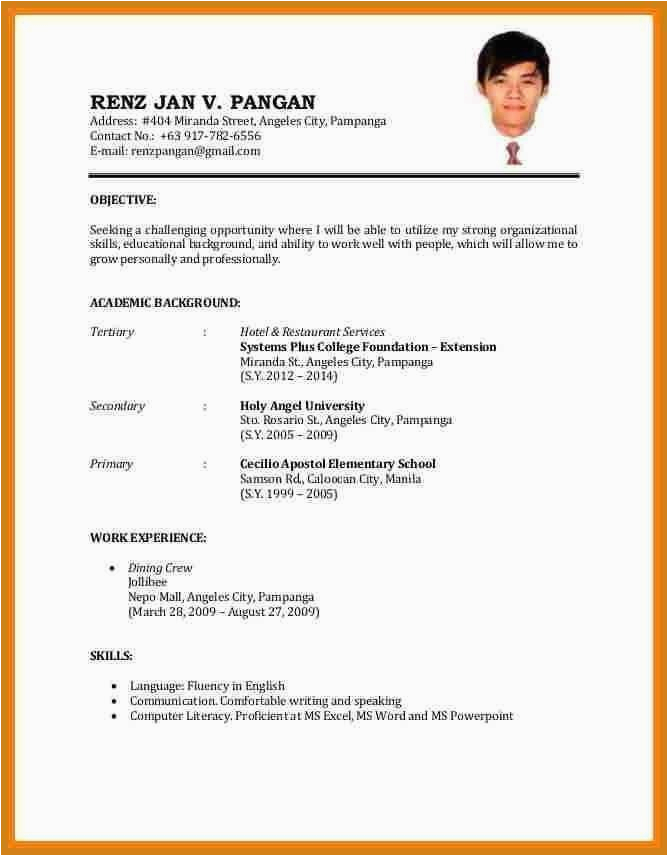 Resume format Sample for Job Application Sample Resume format for Job Application Resume Templates