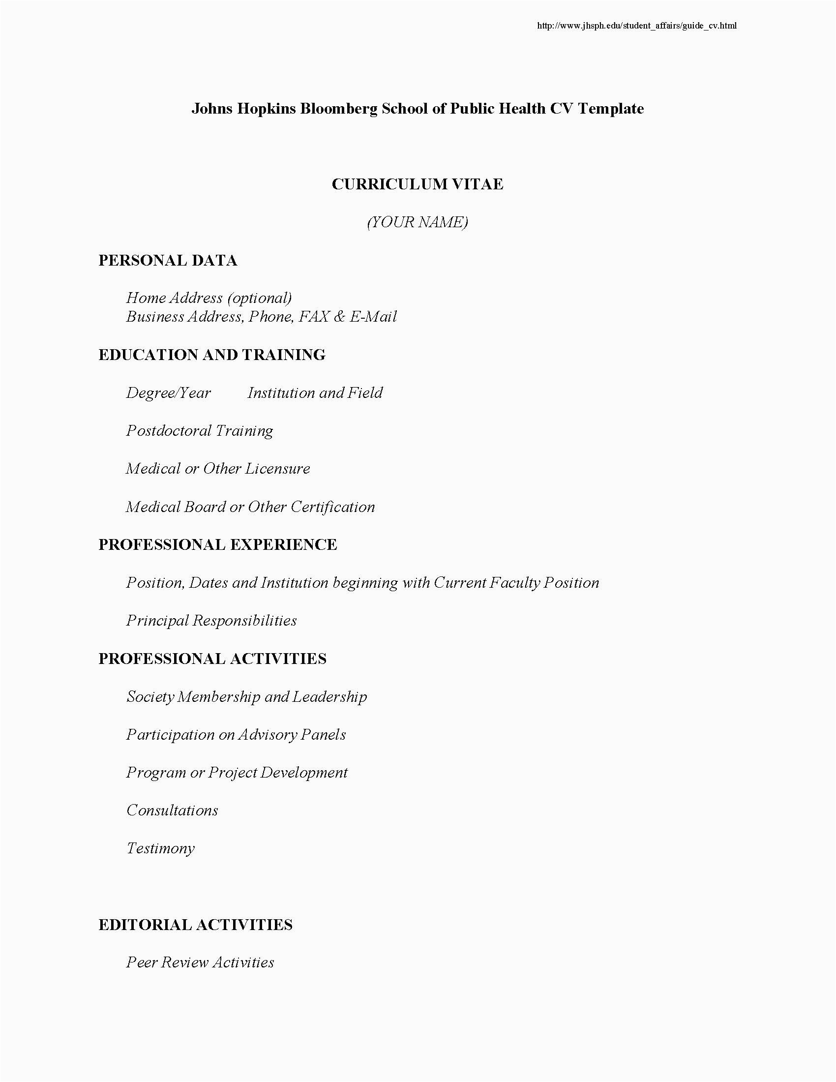 Resume Sample for Rockefeller University Job Curriculum Vitae for Students Example