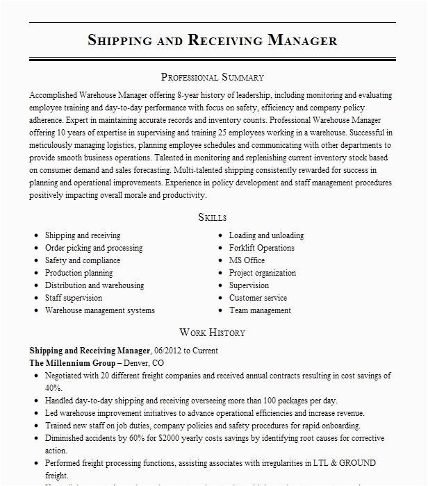 Resume Sample for Shipping and Receiving Manager Shipping and Receiving Manager Resume Example Petsmart Griffin Georgia