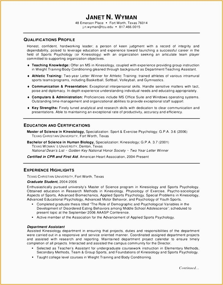 Resume Samples for Admission to Graduate School 4 Graduate School Admissions Resume