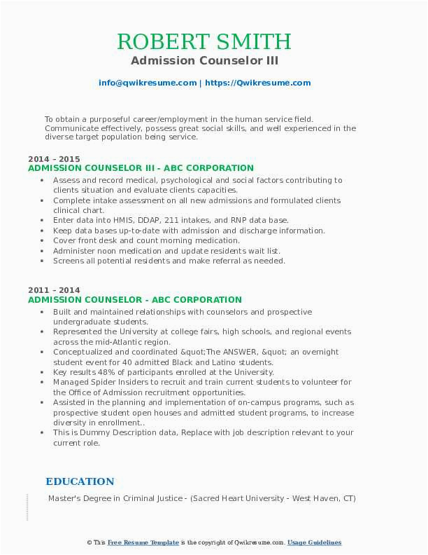 Resume Samples for An Admissions Counselor Admission Counselor Resume Samples