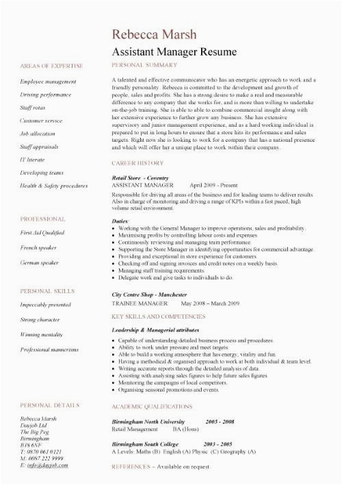 Resume Samples for assistant Retail Planner Store Manager Job Description Resume Fresh Retail assistant Manager