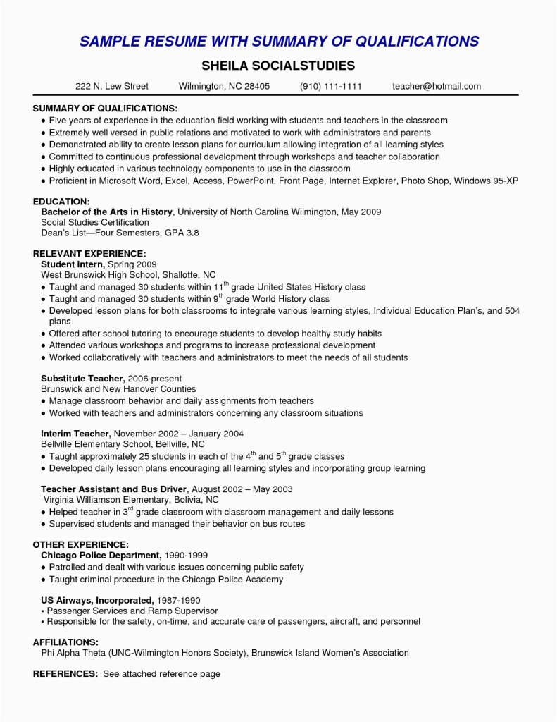 Sample General Professional Summary for Resume the Best Example Summary for Resume