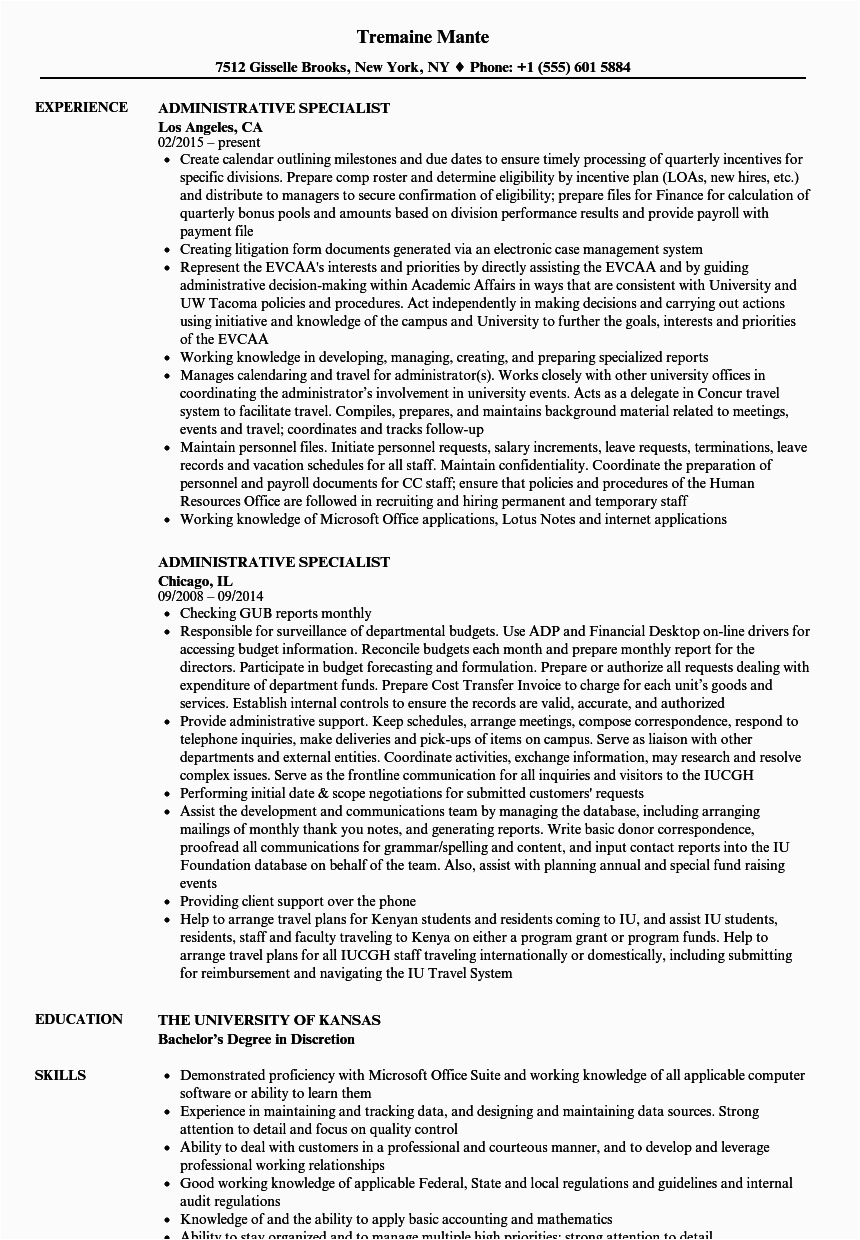 Sample Government Resume for Administrative Specialist Sample Federal Government Job Resume New Sample Q