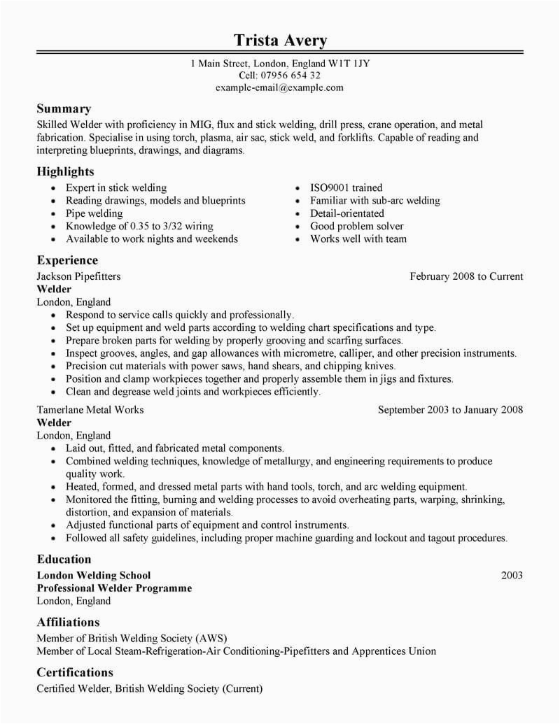 Sample Objectives for Resumes for Welders Best Welder Resume Example From Professional Resume Writing Service