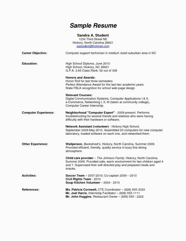 Sample Objectives for Resumes High School Student High School Resume Examples