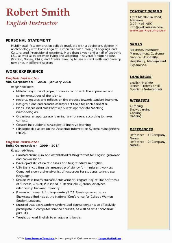 Sample Objectives for Resumes Higher Education Jobs Sample Qualifications Resume for New Graduate English Teacher 40