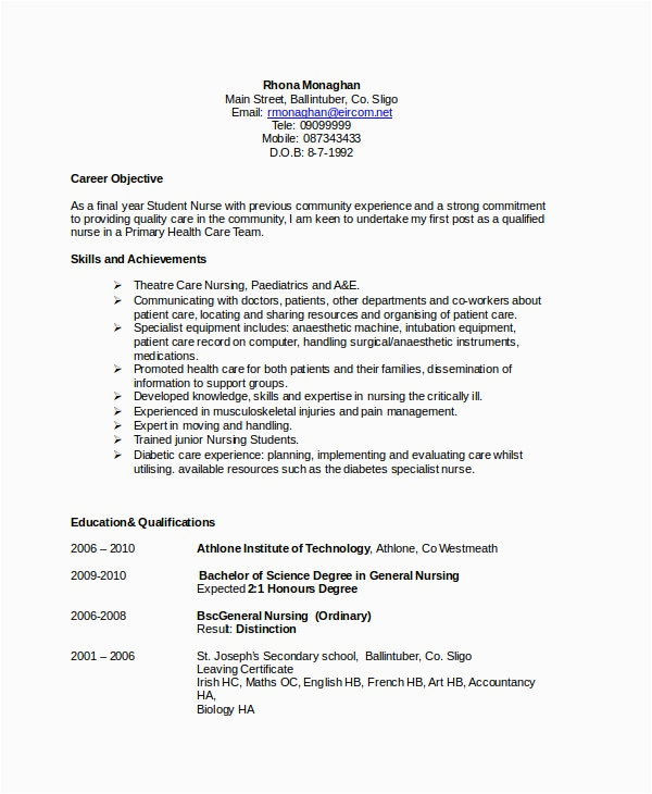 Sample Objectives for Resumes In Nursing 18 Sample Resume Objectives Pdf Doc