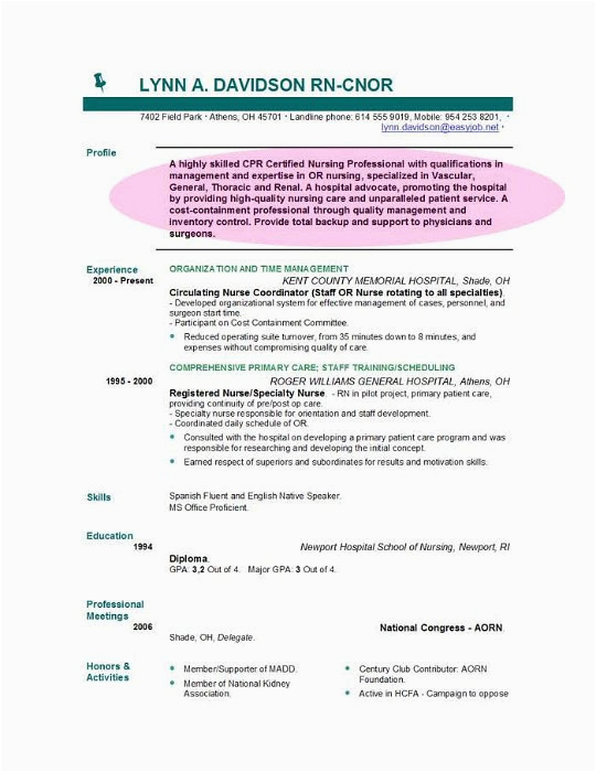 Sample Objectives for Resumes In Nursing Example Resume Sample Resume with Objectives for Nurses