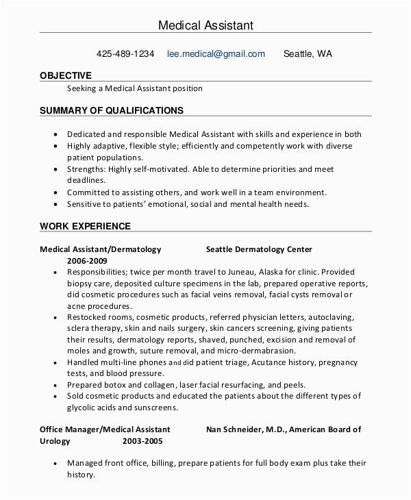 Sample Objectives for Resumes Medical assistant Free 9 Sample Resume Objective Templates In Pdf