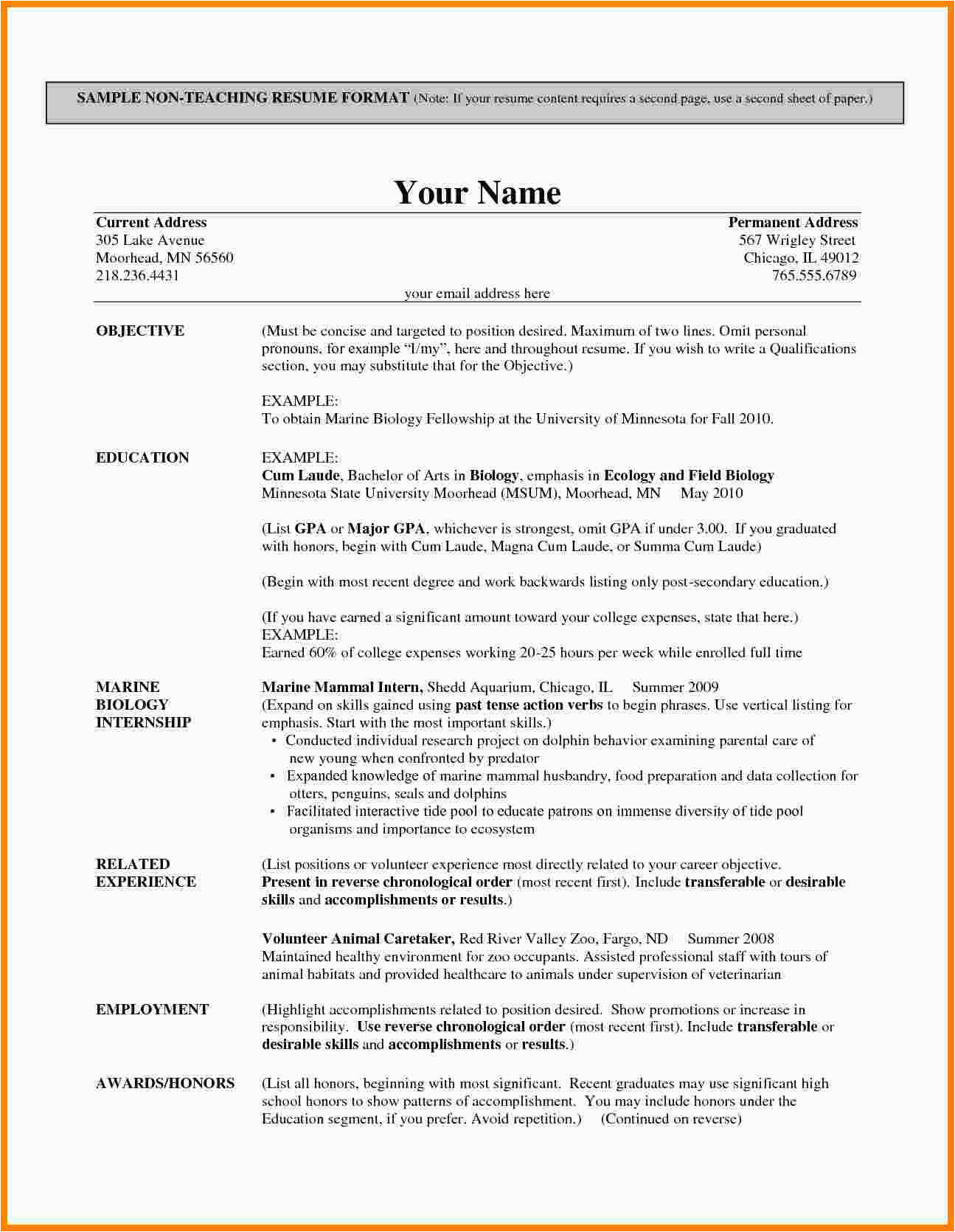Sample Of Functional Resume for Teacher Good Resume format for Teacher Job