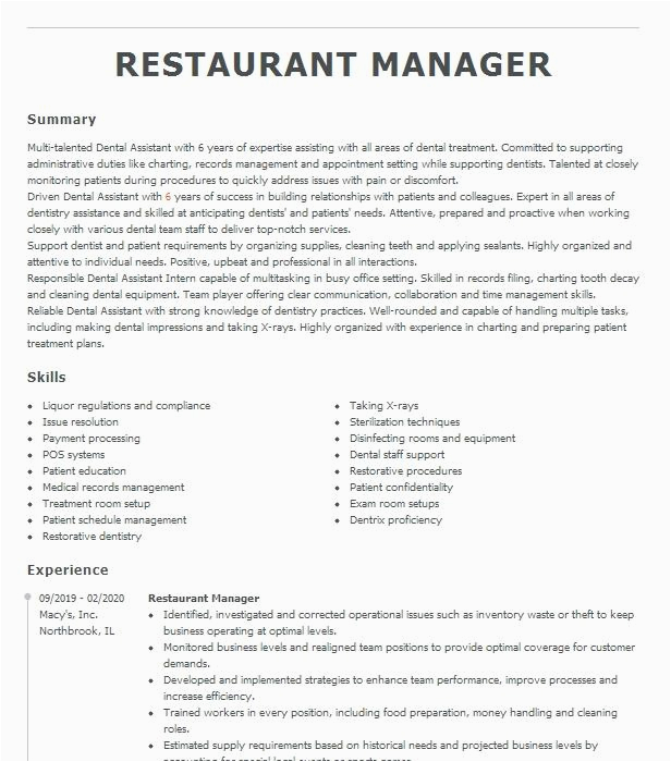 Sample Of Resume for Restaurant Store Manager Restaurant Store Manager Resume Example Captain D S Birmingham Alabama