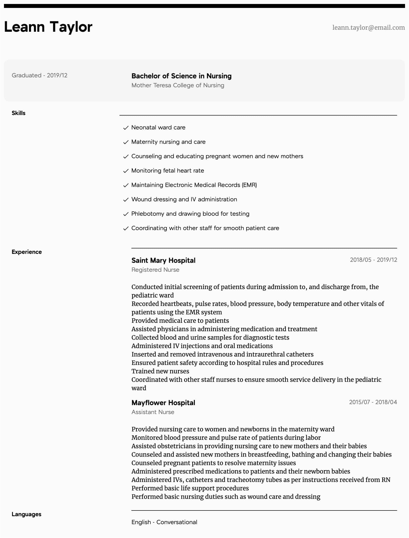 Sample Of Resume for Rn Bsn Bsn Nursing Resume Samples All Experience Levels
