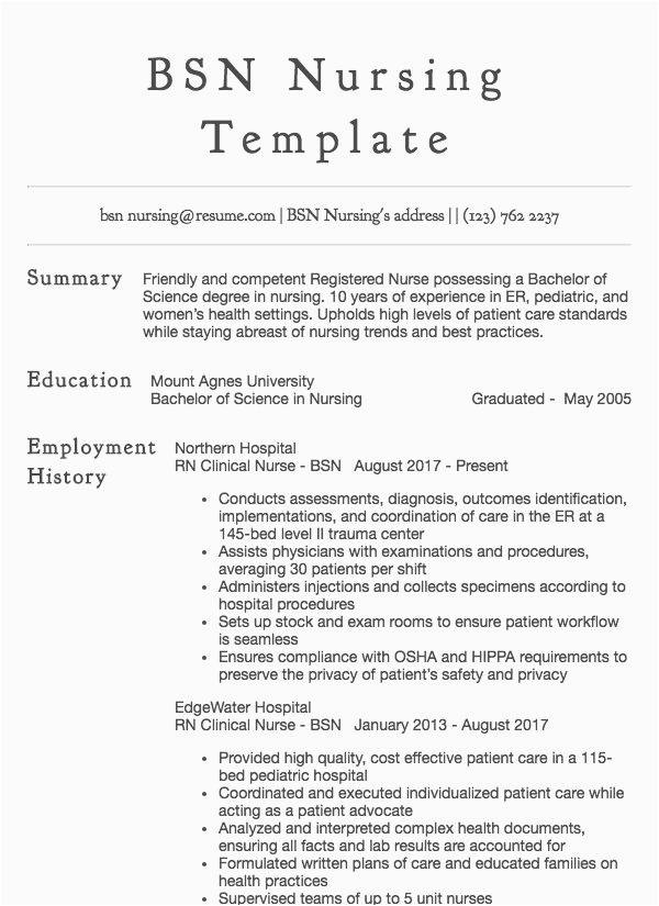 Sample Of Resume for Rn Bsn Resume Samples 125 Free Example Resumes & formats