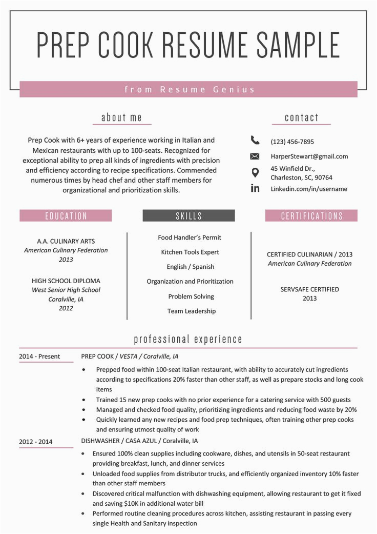 Sample Resume for A Prep Cook Prep Cook Resume Example Template Rg