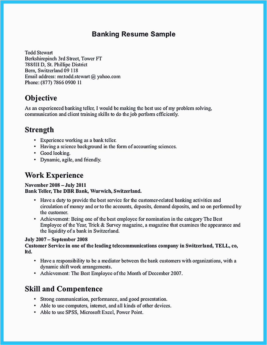 Sample Resume for Applying Bank Jobs E Of Re Mended Banking Resume Examples to Learn