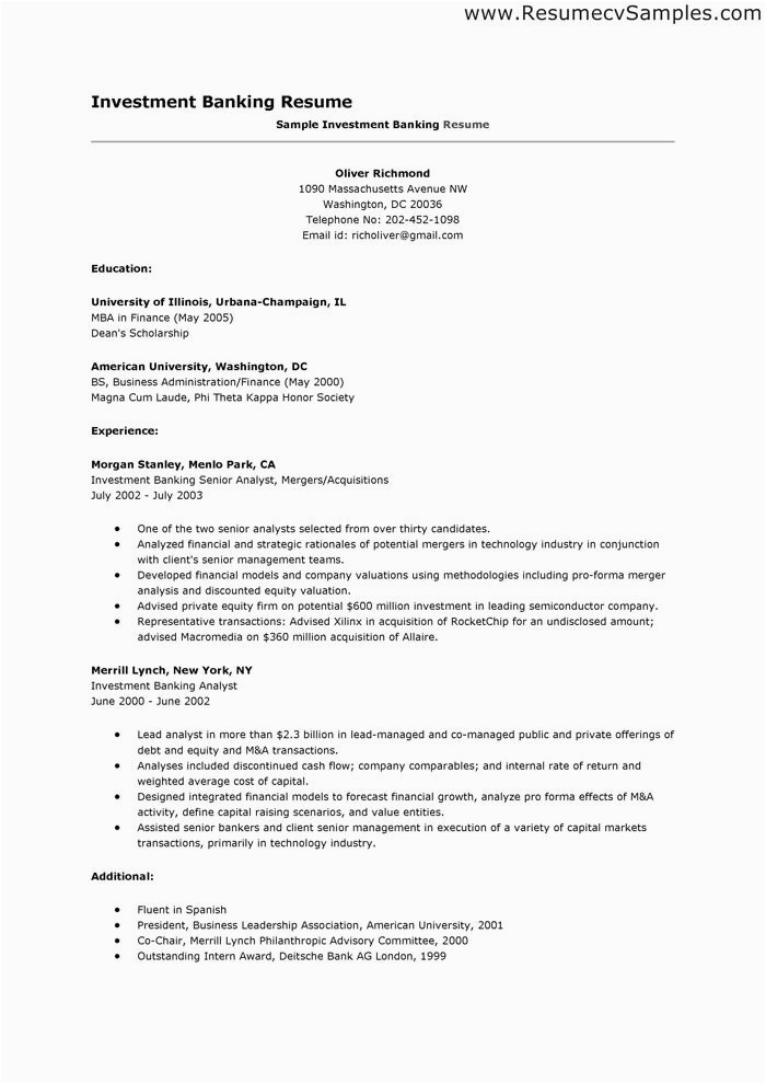Sample Resume for Applying Bank Jobs Mr Resume Write Investment Banking Resume Sales Banking